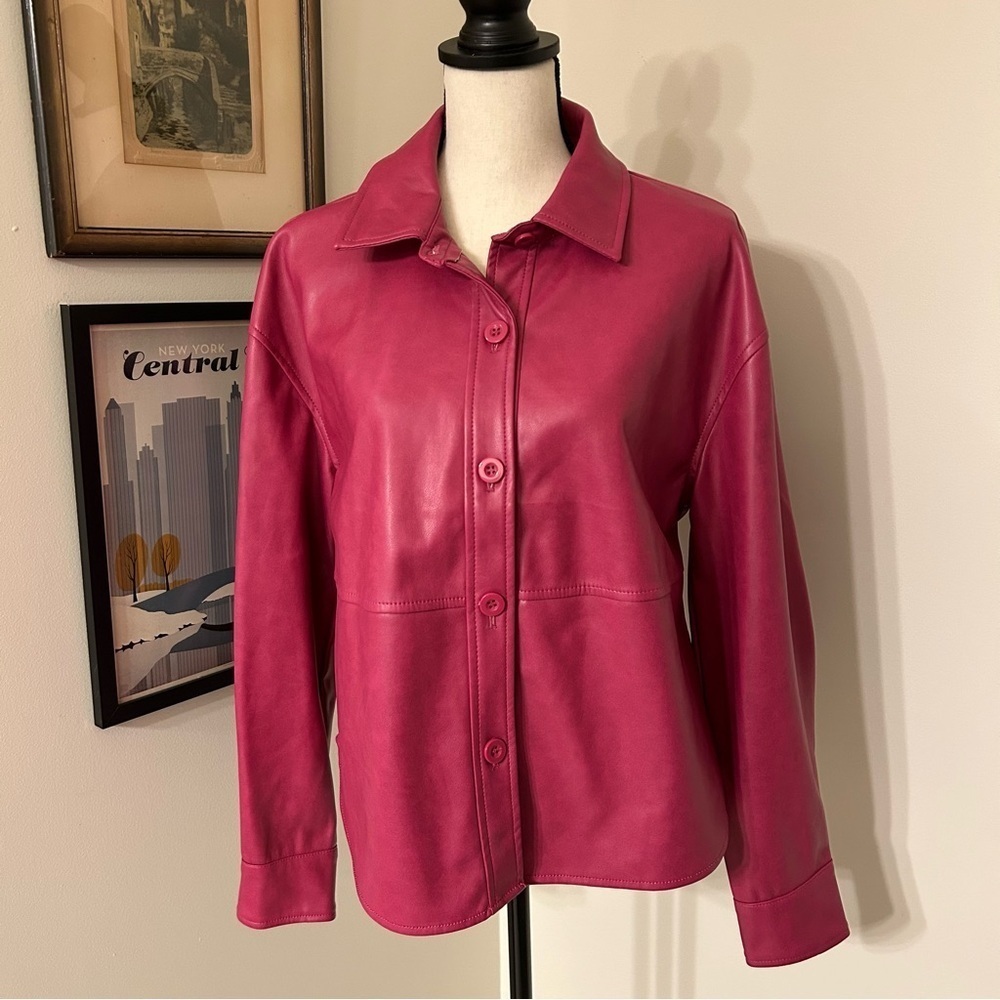 7 For All Mankind Pink Faux Leather Jacket SZ M